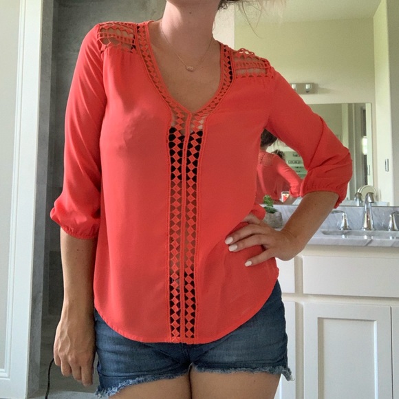 Tops - Orange coral blouse size s